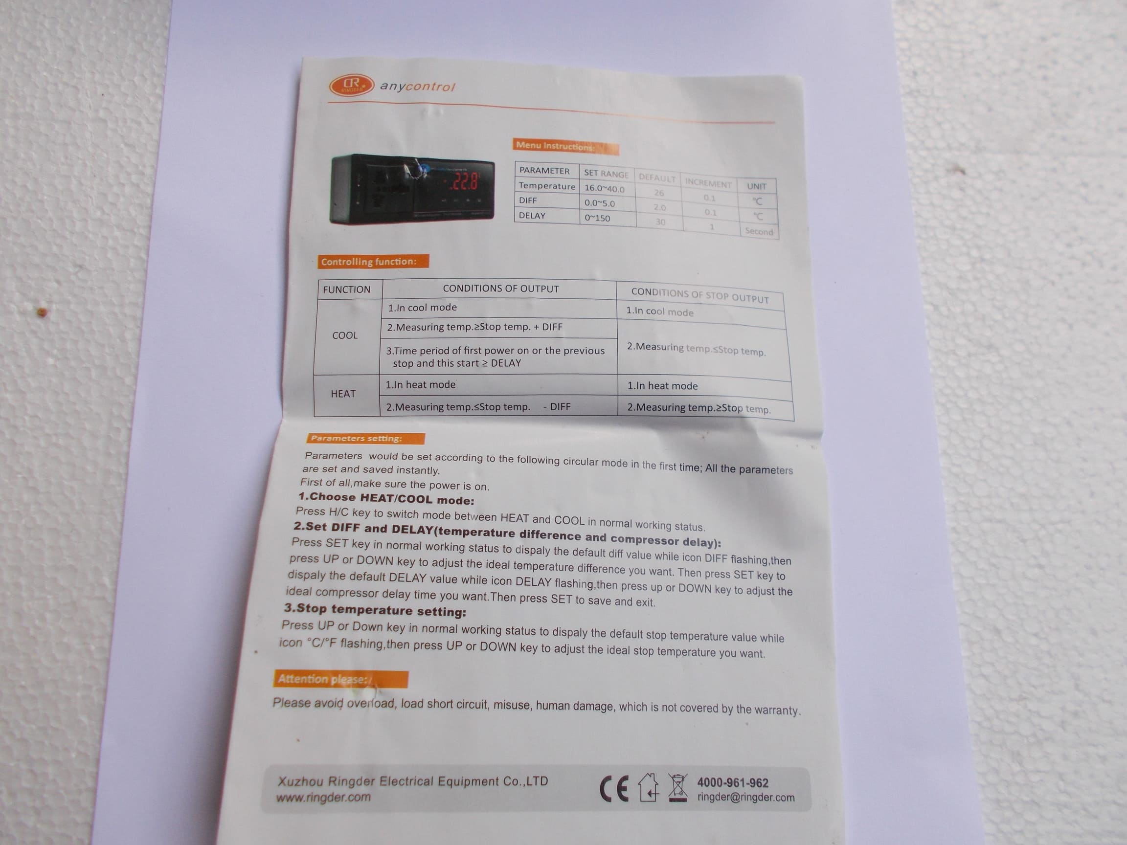 Thermostat RINGDER 4